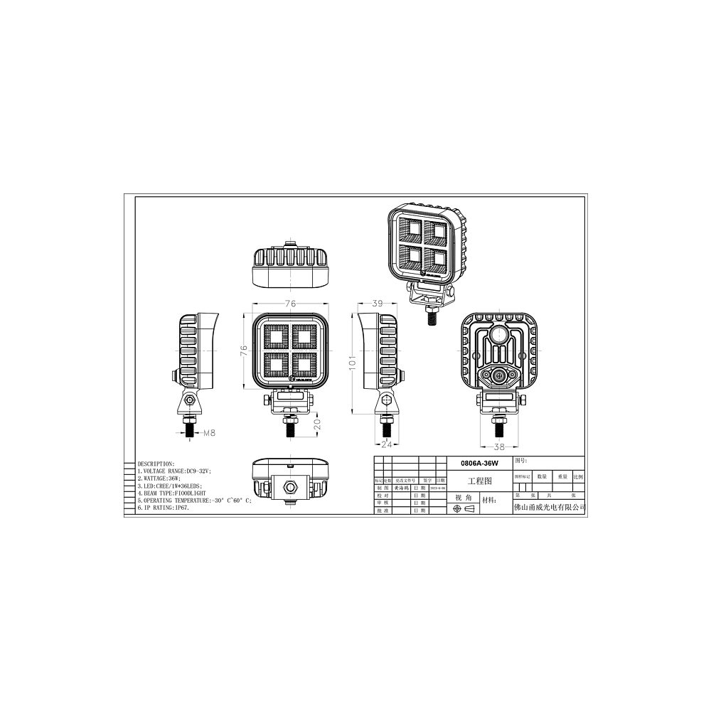 LED Arbeitsscheinwerfer Mini 2400