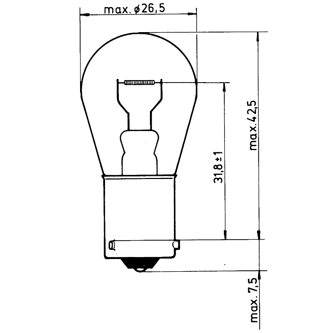 12V 21W Anzeigenlampe, gelb