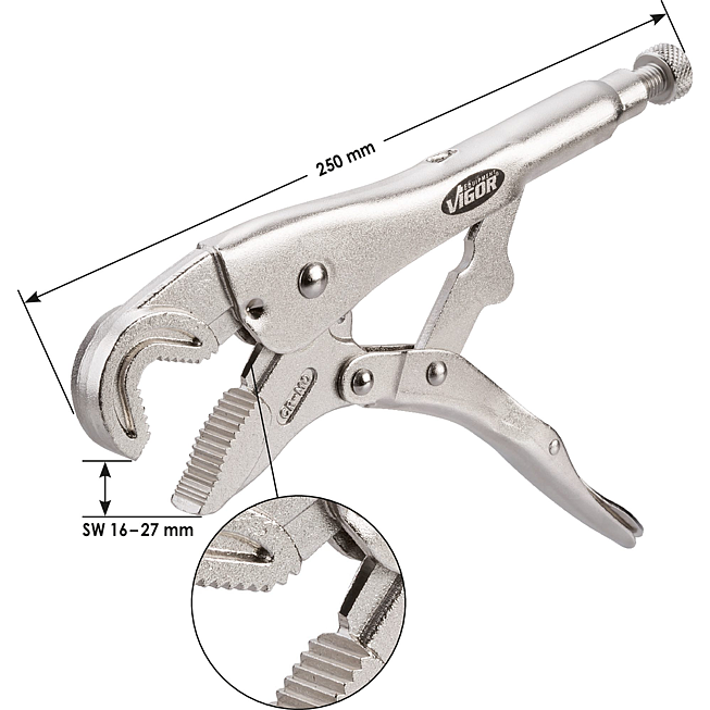 V3739;MAUL-GRIPZANGE 10"(16-27 MM),250 MM LANG