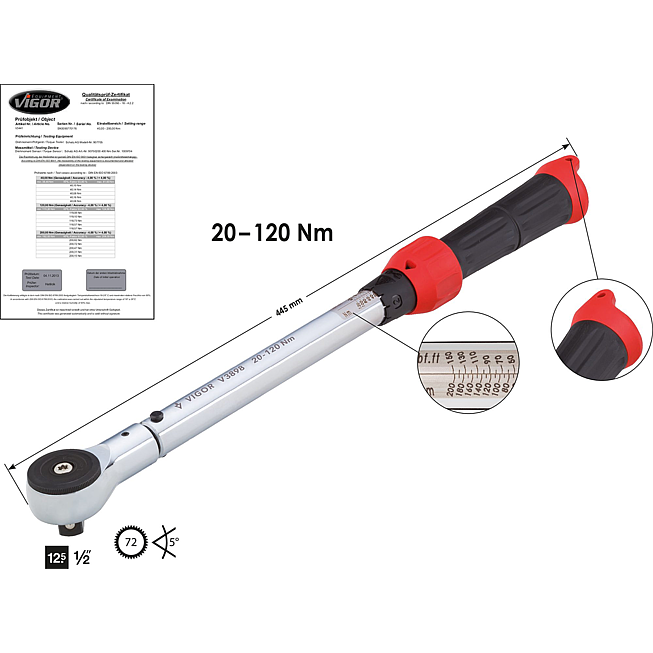 V3898;DREHMOMENTSCHLUESSEL 1/2", 20-120 NM