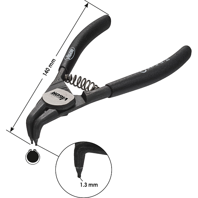 V4430;SICHERUNGSRINGZANGE,140MM GEBOGEN/WELLEN